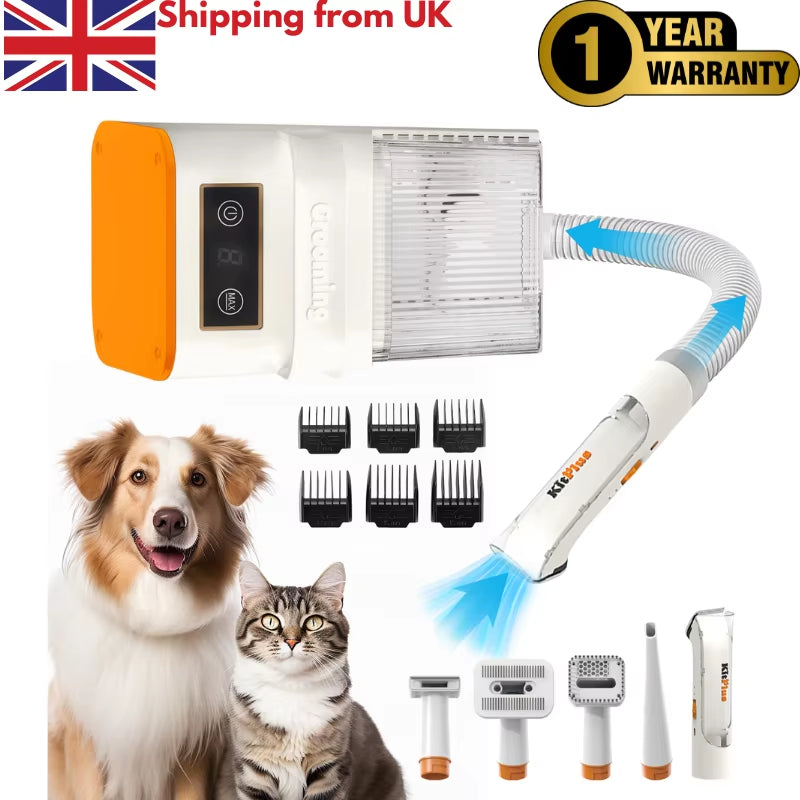 Professional Dog Grooming Kit with Rechargeable Hair Trimmer, High-Efficiency 12000Pa Suction, 99% Pet Hair Removal, 2L Large Capacity Vacuum, and 11 Essential Tools