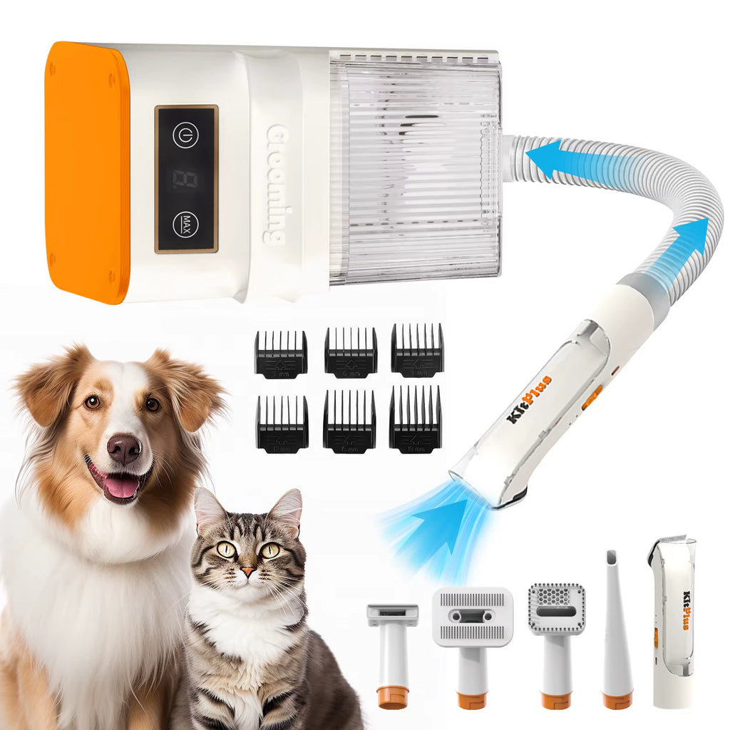 Professional Dog Grooming Kit with Rechargeable Hair Trimmer, High-Efficiency 12000Pa Suction, 99% Pet Hair Removal, 2L Large Capacity Vacuum, and 11 Essential Tools